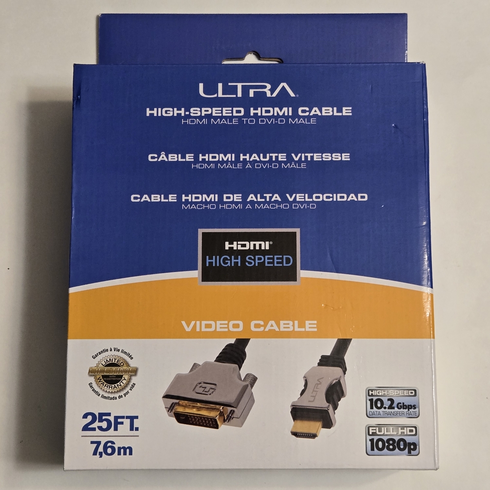 Ultra High-Speed HDMI Cable 25ft - HDMI Male to DVI-D Male